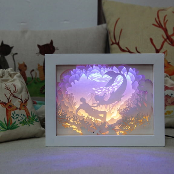 SEWCHICS 1Pc Valentine's Day Paper-Cut Light White LED Night Lamp for Home Decor