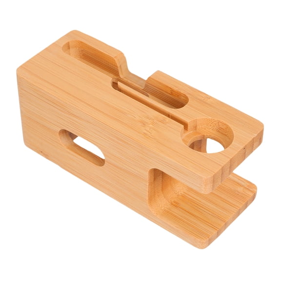 SEWCHICS 2 in 1 Bamboo Wood Mobile Phone Stand Holder Compatible with Apple Watch in Orange