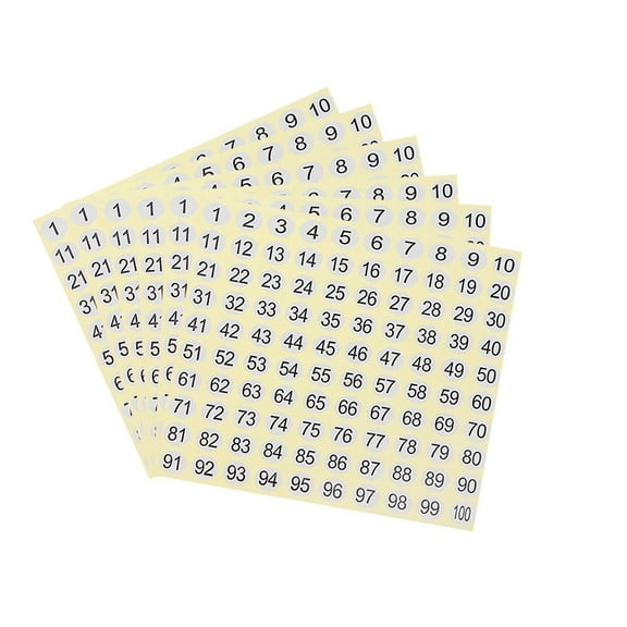 SEWCHICS Digital Label Paper Number Stickers Beige for Home Office Organization and Item Categorizing