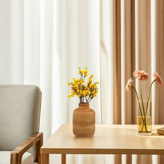 SEWCHICS Beige Rattan Dried Flower Vase for Guest Room Decoration, Floral Arrangement , 1 Piece