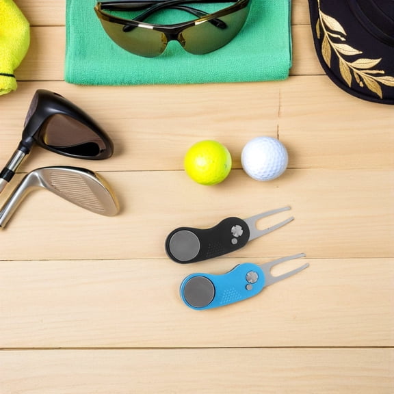 SEWCHICS Lightweight Aluminum Golf Divot Repair Tool Set, Foldable Design, Assorted Colors, 2 Pieces for Home and Course Use