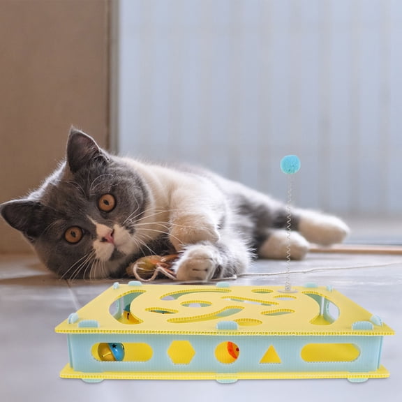 SEWCHICS Durable Cat Slow Feeder Puzzle Toy for Indoor Cats Assorted Colors Interactive Maze Design 8.5 x 5.5 x 5.5 Inches