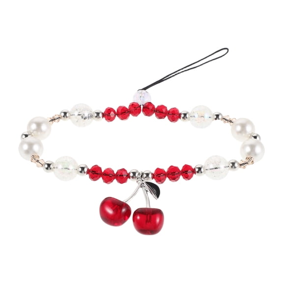 SEWCHICS Red and Beaded Phone Strap Wristlet for Phones and Cameras