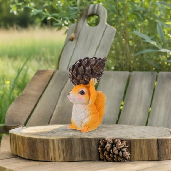 SEWCHICS Resin Squirrel Garden Statue Outdoor Decoration with Charming Design, Easy to Install, 7.5x4.5x5.5 Inches