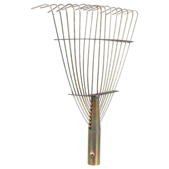 SEWCHICS Metal Gardening Rake Khaki Hand Tool with Anti Tangle Teeth for Efficient Yard and Leaf Collection
