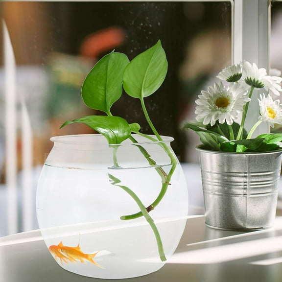 SEWCHICS 1.5 Gallon Transparent Round Fish Tank Aquarium for Home Desktop, Ideal for Small Fish, Turtles, and Aquatic Pets