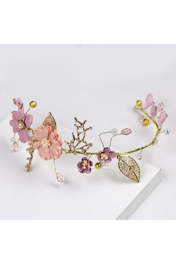 Bride Crown Purple Wreath Headbands Elegant Style for Women 1Set