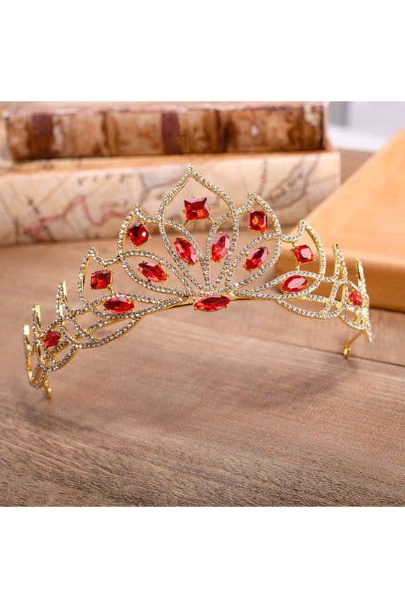 Elegant Red Bridal Hair Accessories Alloy Headband with Sparkling Crystals for Wedding and Special Occasions