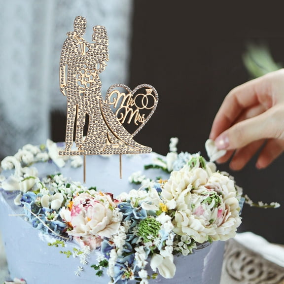 SEWCHICS Fine Crafted Golden Zinc Alloy Cake Topper, Lightweight and Easy to Use for Party Decor