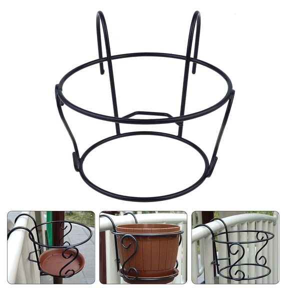 SEWCHICS European Style Iron Flower Stand for Fence Black Durable Storage Hanger for Garden Home Cafe Use 1 Pc
