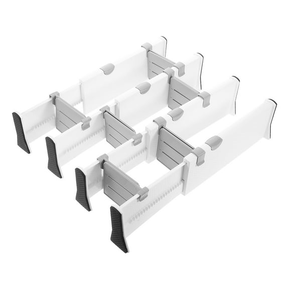 SEWCHICS Expandable White Drawer Organizer with Sturdy Plastic Partitions for Clothing