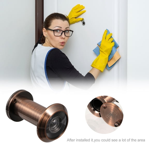 SEWCHICS Front Door Peephole Viewer with Protective Cover, Copper Red Finish, Modern Security Design for Home Safety, 1 Piece