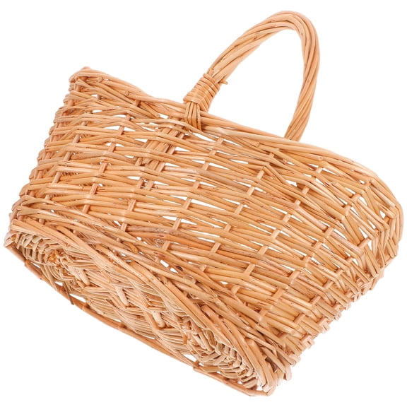 SEWCHICS Fruit Holder Picnic Basket Willow Beige Multifunctional Container For Garden Harvest 1Pcs