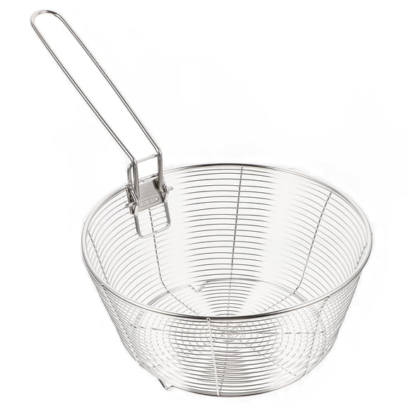 SEWCHICS Silver Stainless Steel Frying Mesh Basket for Versatile Kitchen Use