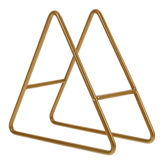 SEWCHICS Golden Iron Coaster Storage Rack for Home Use Sturdy Triangle Holder for Coasters and Dishes