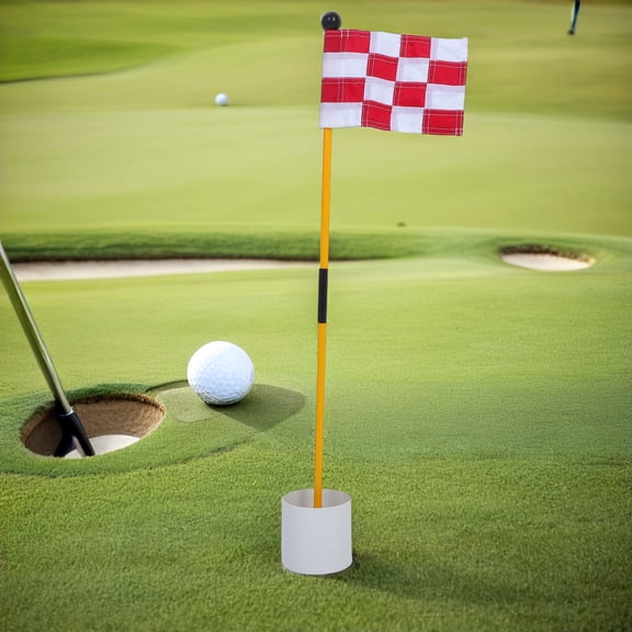 SEWCHICS Golf Training Flag Kit with Red ABS Flagpole and Drainage Hole Base for Precision Drills