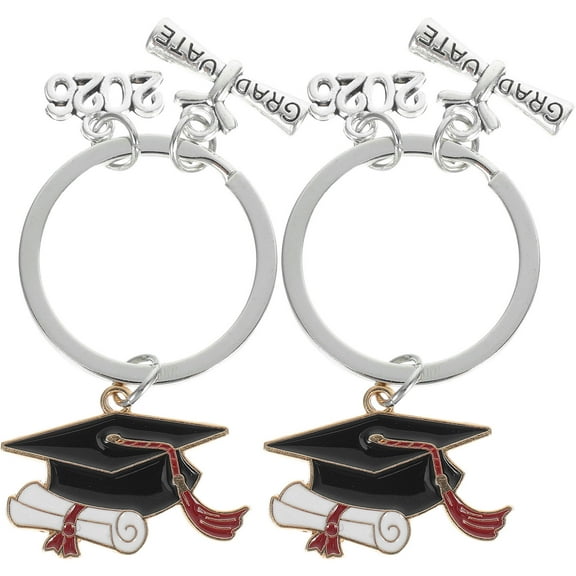 SEWCHICS Men's Graduation Keychain with Alloy Bachelor Cap and Book Charm, Ideal Gift for Graduation, Office, and Home Celebration