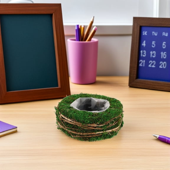 SEWCHICS Green Moss Woven Succulent Planter Container for Decoration Lightweight and Breathable .5 x 10.5 x 5.5 inches