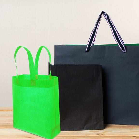 SEWCHICS 30-Pack Reusable Green Non-Woven Shopping Bags for Women, Families, and Festive Occasions