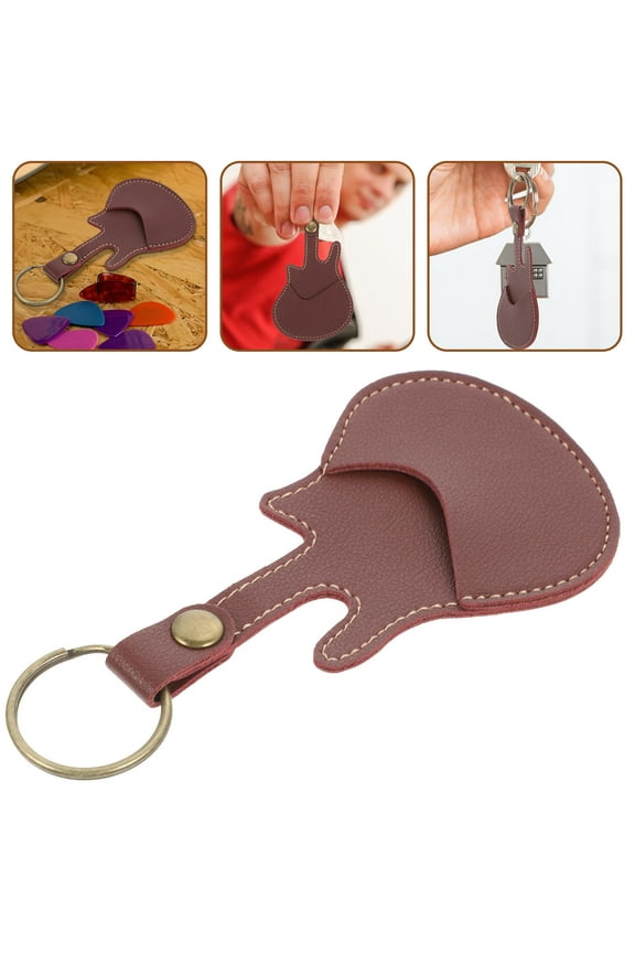 Guitar-shaped Pick Holder Keychain 1Pack Durable Design for Travel and Daily Use