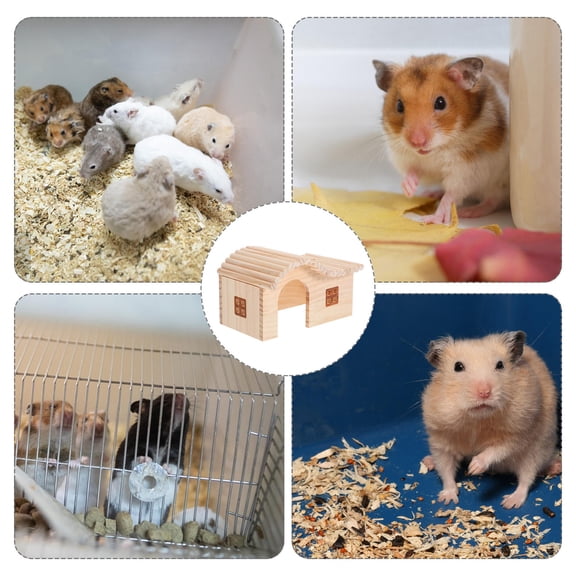 SEWCHICS Wood Hamster Hideout Provides Shelter for Hamsters Guinea Pigs Hedgehogs 1Pcs