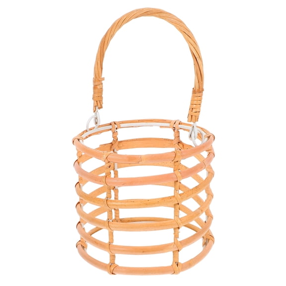 SEWCHICS Versatile Beige Woven Lantern with Handle for Fireplace and Table Decor