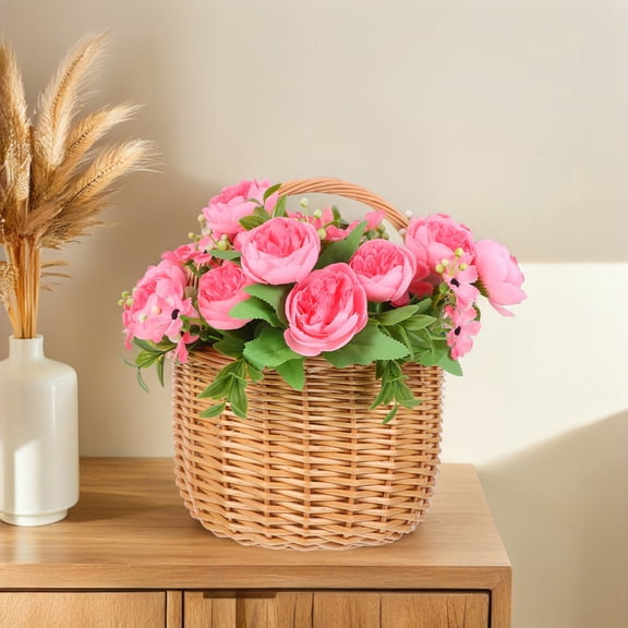 SEWCHICS Handwoven Willow Picnic Basket Portable Shopping Basket for Women Storage Solution 1Pack