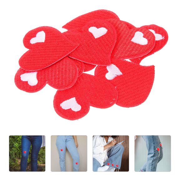 SEWCHICS Heart Embroidery Patches Red Cute Appliques for Clothing 10Pcs