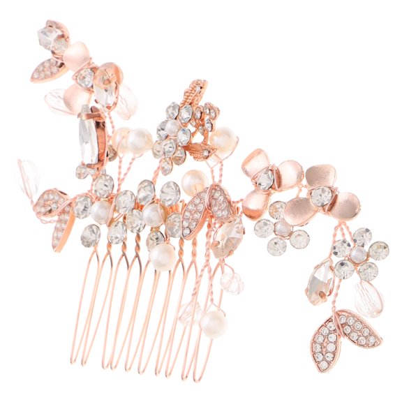SEWCHICS Durable Handcrafted Golden Flower Bridal Hair Comb for Women's Perfect for Weddings and Special Occasions