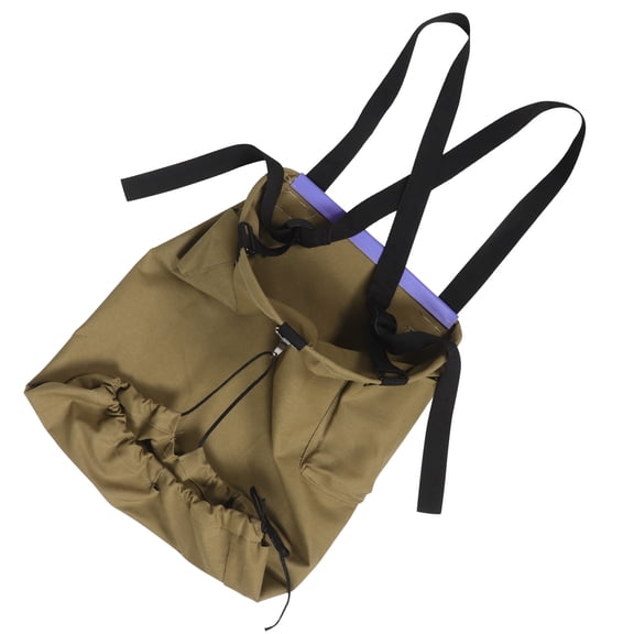 SEWCHICS Canvas Orchard Apron, Khaki Picking Bag with Steel Ring for Fruit