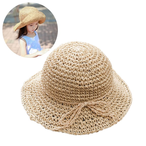 SEWCHICS Kids Beach Straw Sun Visor Sun Protective 1Set Casual Beige for Summer