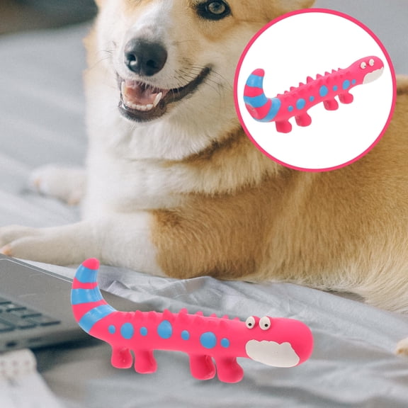 SEWCHICS Animal Design Dog Chew Toy Squeaky Lizard Shape Latex 1Set