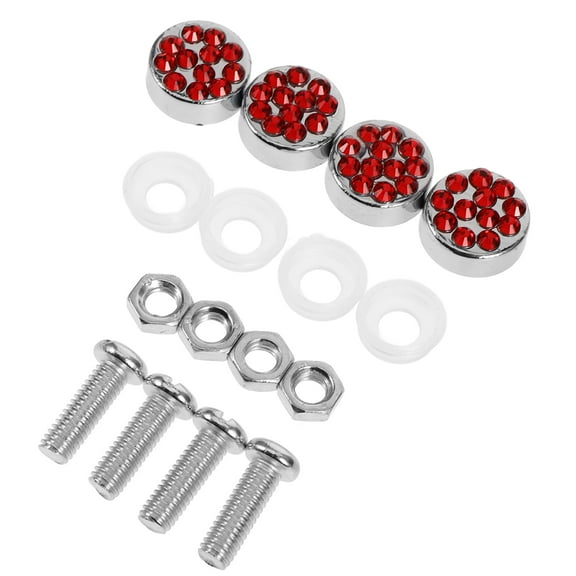 SEWCHICS License Plate Hardware License Plate Screws Kit Red Plastic 1 Set