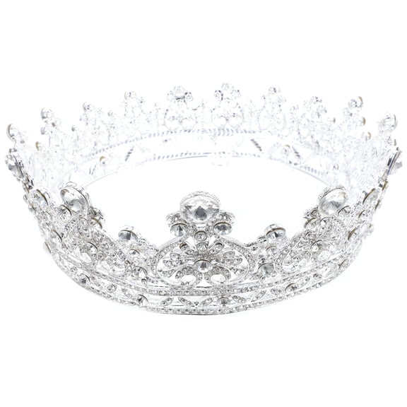 SEWCHICS Lightweight Plated Silver Tiara Crown for Wedding Parties with Gorgeous Sparkling Finish