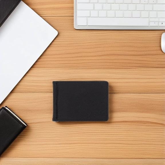 SEWCHICS Men's Slim Black Front Pocket Wallet, Compact PU Zippered Small Purse for Daily Use and Travel