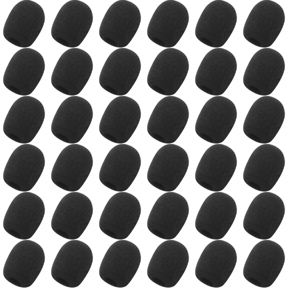 SEWCHICS Black Microphone Foam Covers Replacement Sponge for Interviews, Broadcasting, Podcasting - 50 Pieces