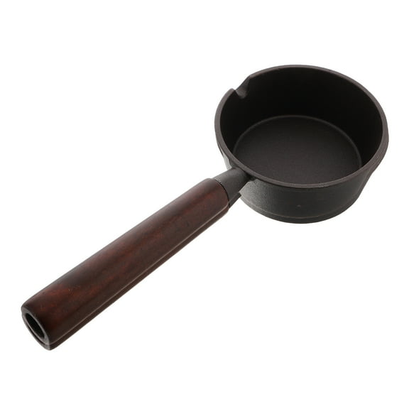 SEWCHICS Mini Cast Iron Frying Pan Multi Use for Kitchen Stylish Design with Heat Resistant Wooden Handle 5.5 Inch