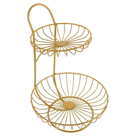 SEWCHICS Modern Fruit Basket 1Pcs Iron Two-Tier Design for Kitchen Storage