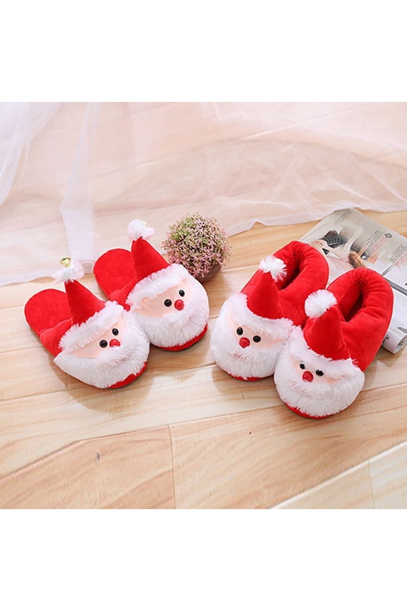 Women's Mrs. Claus Red Santa Slippers, Cozy Holiday Shoes for Christmas Party, Family Festive Indoor Footwear