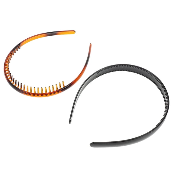 SEWCHICS 2-Pack Multi-Color Anti-Teeth Comb Headbands for Women, Comfortable Plastic Hair Accessories for Everyday Home Use