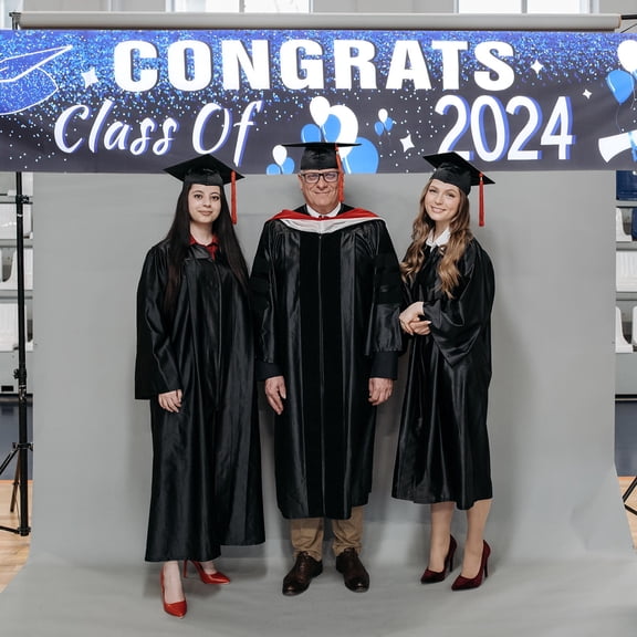 SEWCHICS Multi-Color Polyester Graduation Backdrop for Party Decor, Photo Booth, Stage Performance, and Celebration Events