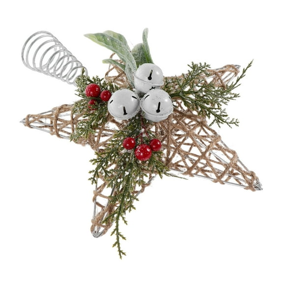 SEWCHICS Multi-Color Star Tree Topper for Christmas Decor with Jute Rope, Bells, Design, Easy to Install, 11.5 Inch Holiday Ornament