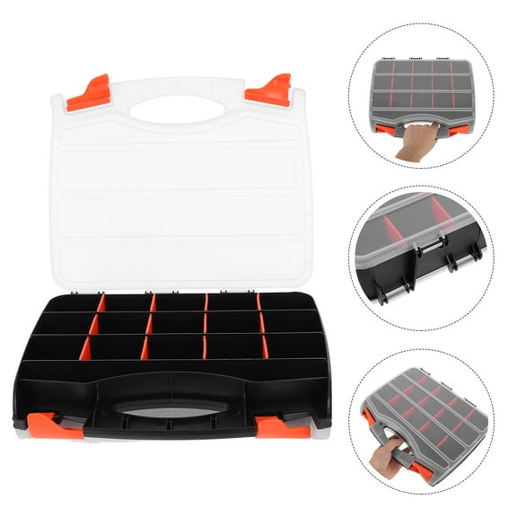 SEWCHICS Multifunctional Plastic Organizer Box with Handle for Efficient Hardware Storage Multi Color, DoubleSided Design