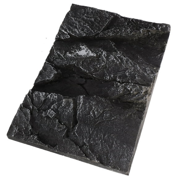 SEWCHICS Natural Beauty Aquarium Decorative Board for Reptile Enclosures 3D Black Pu Rock 17.7x11.8x2in 1Pack