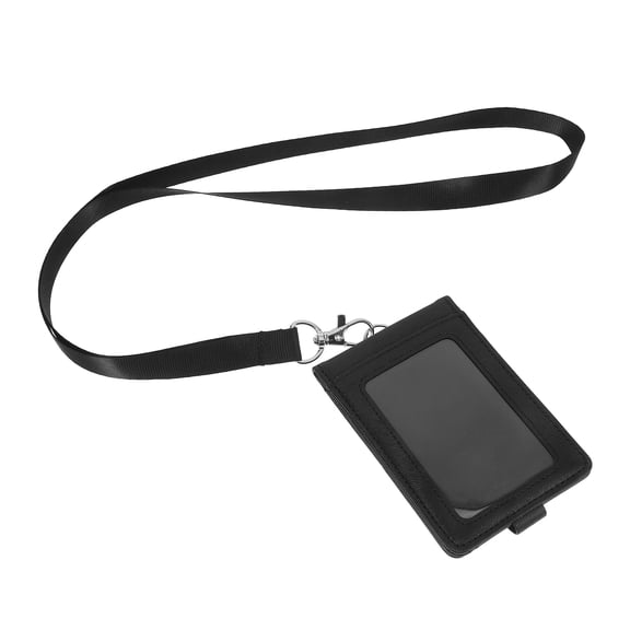 SEWCHICS Office Use Vertical Card Protector with Lanyard Black Multi Card Slot Badge Holder
