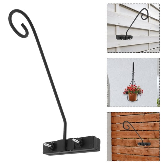 SEWCHICS Outdoor Metal Flower Pot Hanger with Decorative Hook for Balcony, Deck, Garden Fence, Patio, and Porch