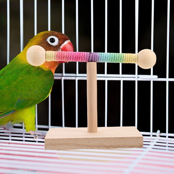 SEWCHICS Parrot Perch Swing Stand with Multi-Wood Pole Interactive Bird Habitat Playset 1 Set