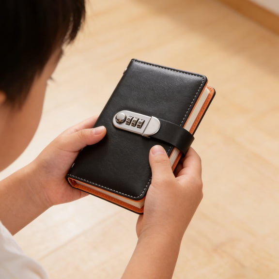 SEWCHICS Small Password Book with Combination Lock, Secure Password Keeper Notebook for Office Use, Black