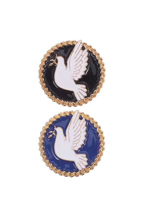 Peace Enamel Brooch Pin Set of 2 White Alloy Decorative Pins for Jackets Bags Hats
