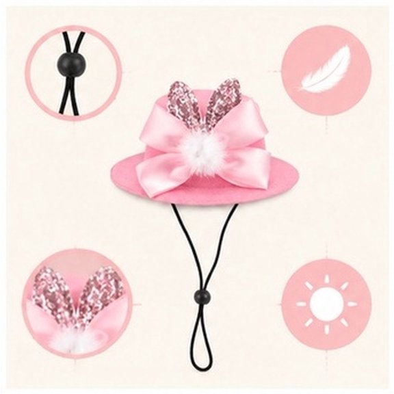 SEWCHICS Pink Pet Easter Hat with Adjustable Strap Decorative Bunny Ears for Dog and Cat Festival
